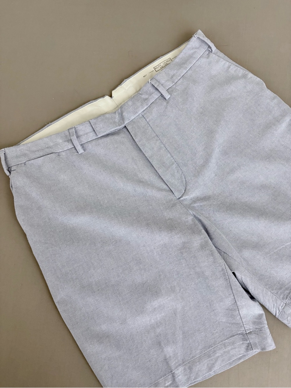 Polo Ralph Lauren Mens 38 Baby Blue Oxford Cloth Flat Front Shorts Cotton Preppy